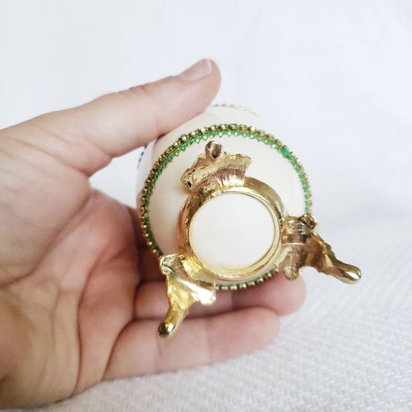 Handmade Glazed Decorative Goose Egg Gold Pedestal - Picture 4 of 4